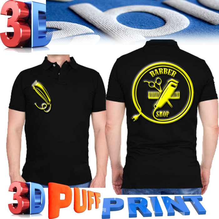 3d puff Barber polo shirt barber T-shirt barber vest barber jacket M to 4xl