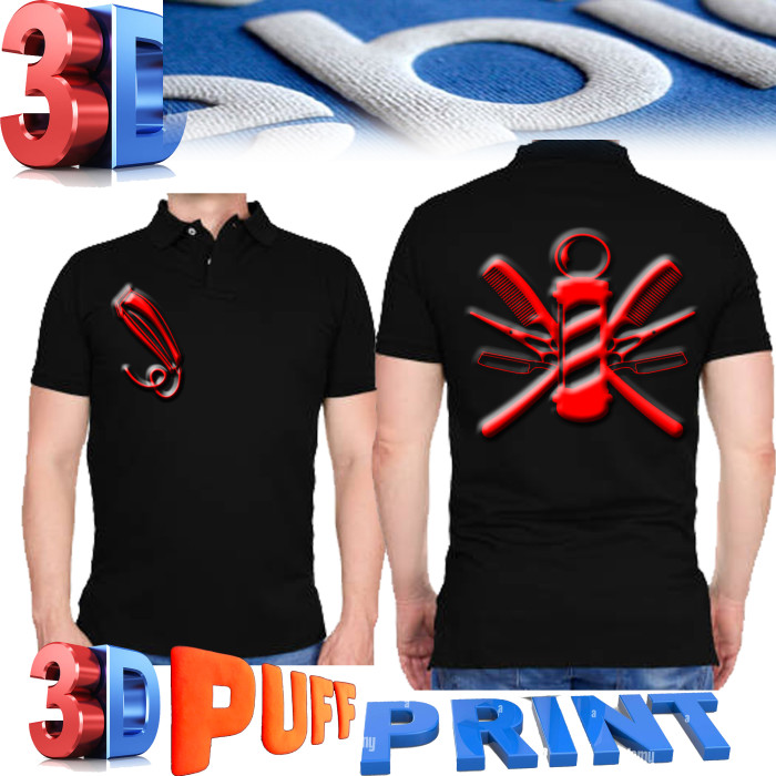 3d puff Barber polo shirt barber T-shirt barber vest barber jacket M to 4xl