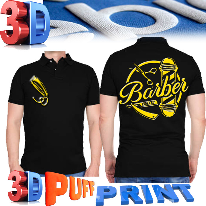 3d puff Barber polo shirt barber T-shirt barber vest barber jacket M to 4xl