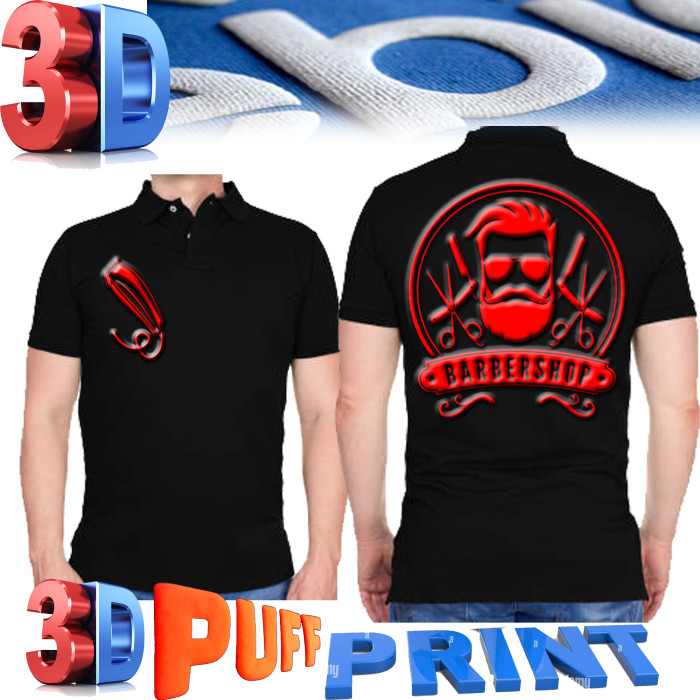 3d puff Barber polo shirt barber T-shirt barber vest barber jacket M to 4xl